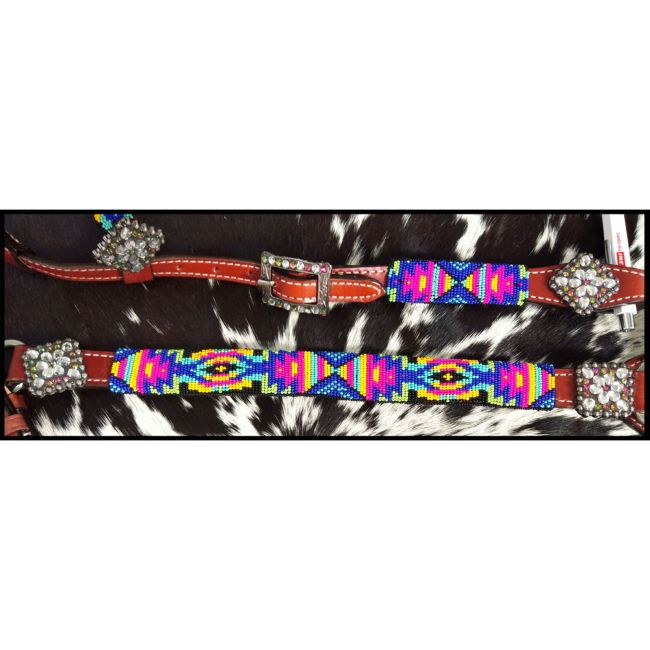 Showman 4-Piece Neon Tribal One Ear Headstall and Breastcollar Set #4