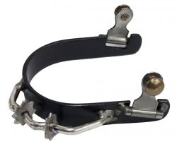 Showman Ladies size Black steel bumper spur with two rowels