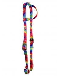 Showman Multi Color Tie Dye Nylon One Ear Headstall