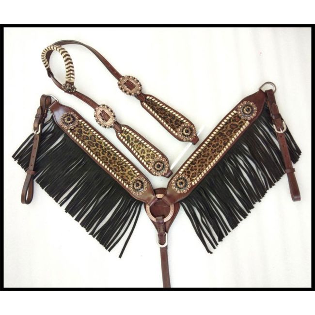 Showman Dazzlin' Cheetah One Ear Headstall and Breastcollar Set #2