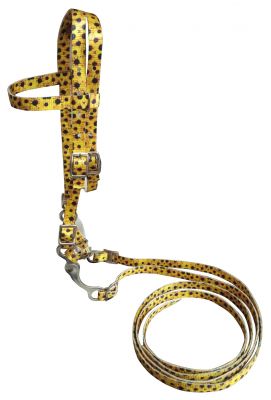 Showman Pony Size Premium nylon browband headstall &amp; Reins with bit in a sunflower print design