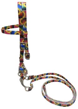 Showman Pony Size Premium nylon browband headstall & Reins with bit in a sunflower & Serape print design