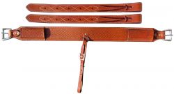 Showman 3" wide Basketweave Tooled Leather back cinch