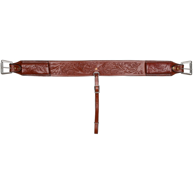 Showman 3" wide Acorn Tooled Leather back cinch #2