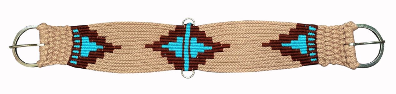 Showman Tan Multi Strand string girth with Aztec Design