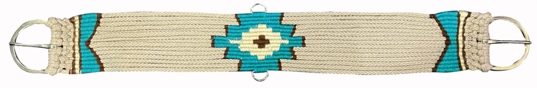 Showman Tan Multi Strand wool blend string girth with Aztec Design