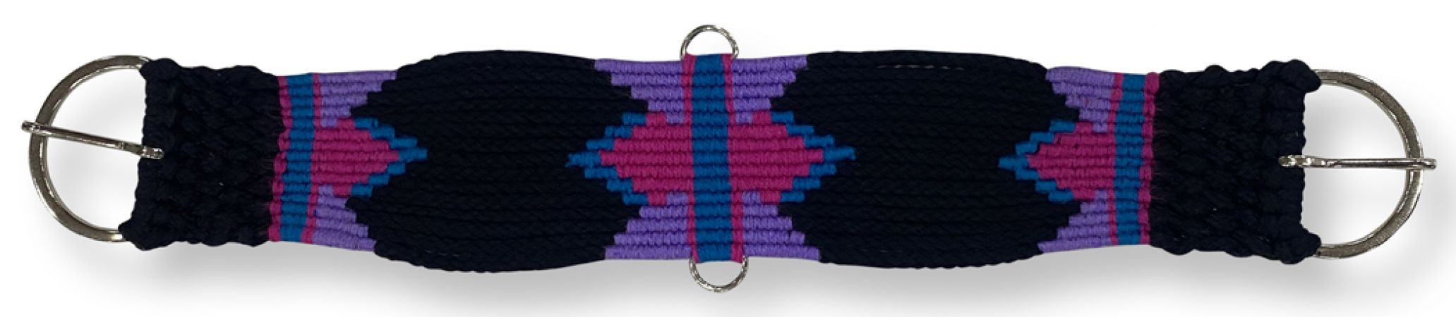 Showman Black Multi Strand wool blend string girth with Aztec Design