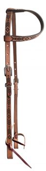 Showman One Ear Argentina Leather Headstall with stamped Southwest design