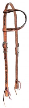 Showman One Ear Argentina Leather Headstall with black aztec print