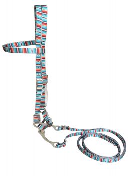 Showman Horse size Premium nylon browband headstall &amp; Reins with bit with a Serape print design