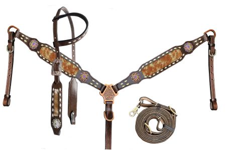 Klassy Cowgirl Leather Headstall & Breast Collar Set w/ Louis