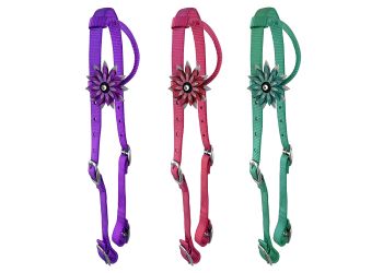 Showman Colorful Nylon One Ear Headstall with 3D Flower Accent