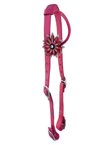 Showman Colorful Nylon One Ear Headstall with 3D Flower Accent #3