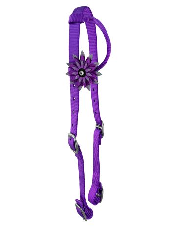 Showman Colorful Nylon One Ear Headstall with 3D Flower Accent #2