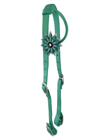 Showman Colorful Nylon One Ear Headstall with 3D Flower Accent #4