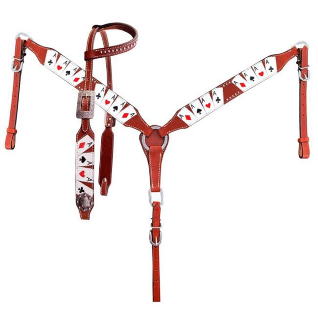 Showman "Four of A Kind" Painted One Ear Headstall and Breastcollar Set