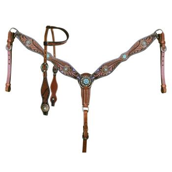 Showman Western Bloom One Ear Headstall and Breastcollar Set