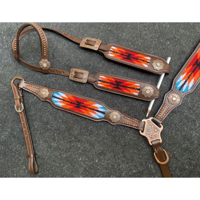 Showman Sundance Ridge Wool One Ear Headstall and Breastcollar Set #2