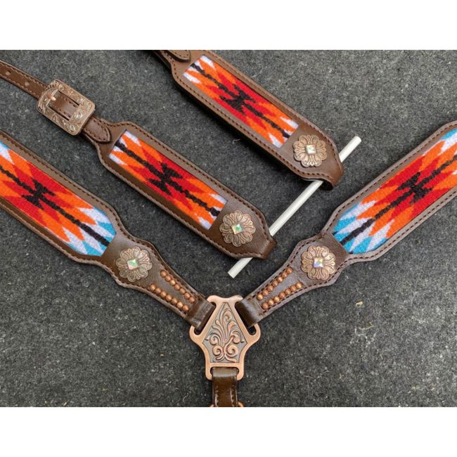 Showman Sundance Ridge Wool One Ear Headstall and Breastcollar Set #3