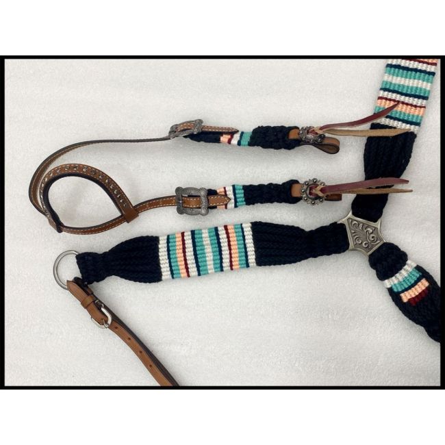 Showman Corded One Ear Headstall &amp; Breastcollar Set - Black #2