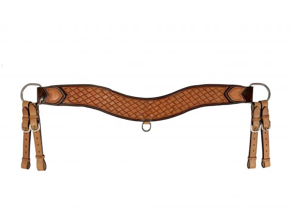 Showman Basketweave tooled light oil leather tripping collar