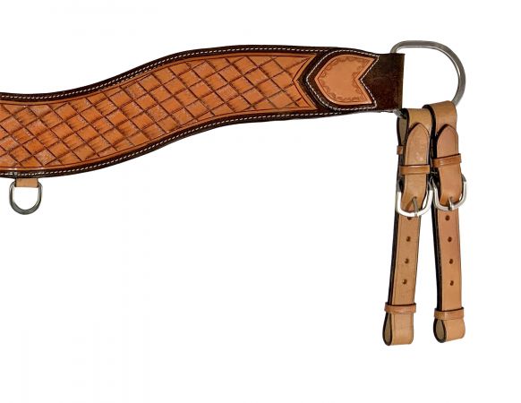 Showman Basketweave tooled light oil leather tripping collar #2