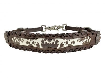 Showman Leather Cowhide Print wither strap with whipstitching