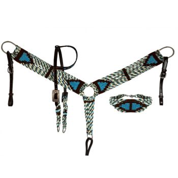 Showman Coastal Shores Wool One Ear Headstall and Breastcollar Set
