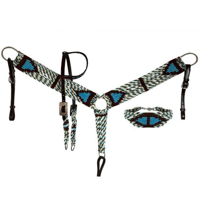 Showman Coastal Shores Wool One Ear Headstall and Breastcollar Set