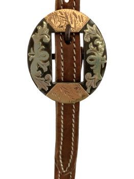 Showman Argentina Cow Leather Browband Headstall With Round Engraved Overlay Buckles #2