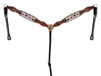 Showman Rider's Luck Tooled Leather Browband Headstall and Breast Collar Set #2
