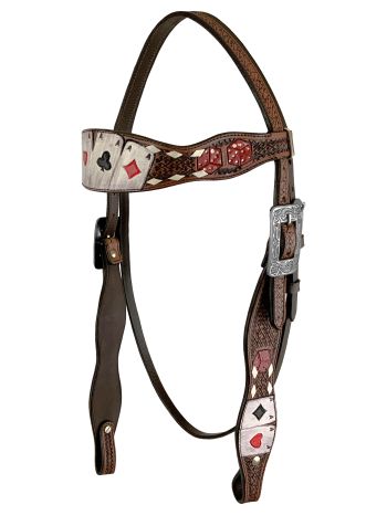 Showman Rider's Luck Tooled Leather Browband Headstall and Breast Collar Set #3