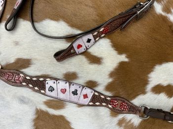 Showman Rider's Luck Tooled Leather Browband Headstall and Breast Collar Set #5
