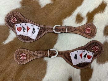 Showman Rider's Luck Ladies Tooled Leather Spur Straps #3