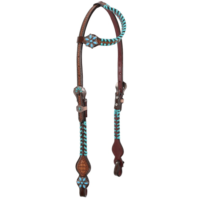 Showman Turquoise Trailblazer One Ear Headstall and Breastcollar Set #2