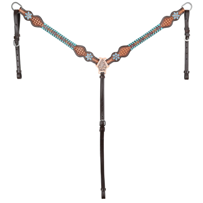 Showman Turquoise Trailblazer One Ear Headstall and Breastcollar Set #3