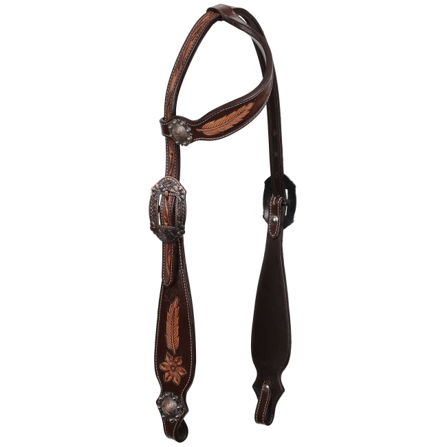 Showman Raven Hide One Ear Headstall and Breastcollar Set #2