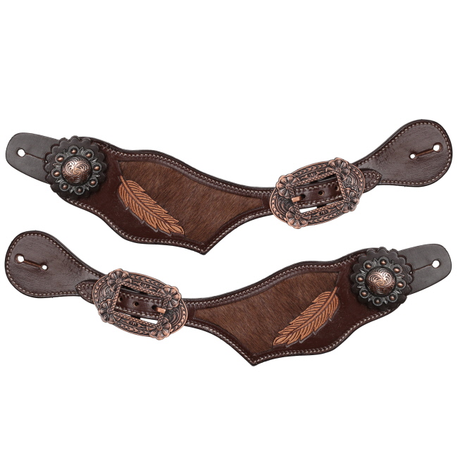 Showman Ladie's Raven Hide Spur Straps