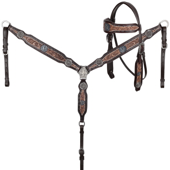 Showman Dark Range Rose Browband Headstall and Breastcollar Set