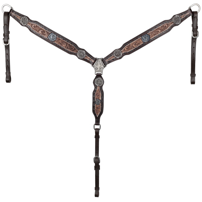 Showman Dark Range Rose Browband Headstall and Breastcollar Set #3