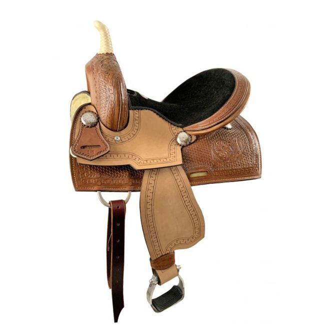 Double T Youth Hi-Back Barrel Saddle Set with Black Suede Seat - 13 Inch #2