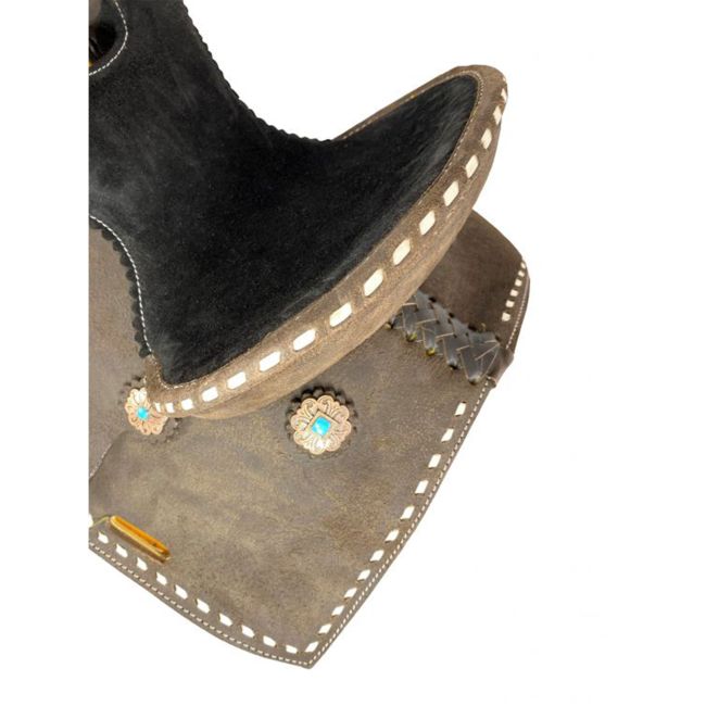 Double T Barrel Style Saddle with White Buckstitch - 10 Inch #2