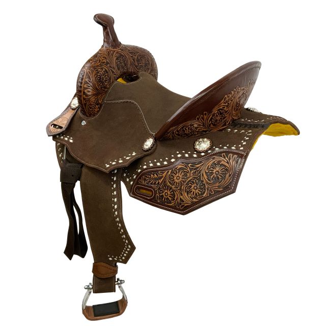 Circle S Chocolate Calico Barrel Style Saddle - 14, 15, 16 Inch #2