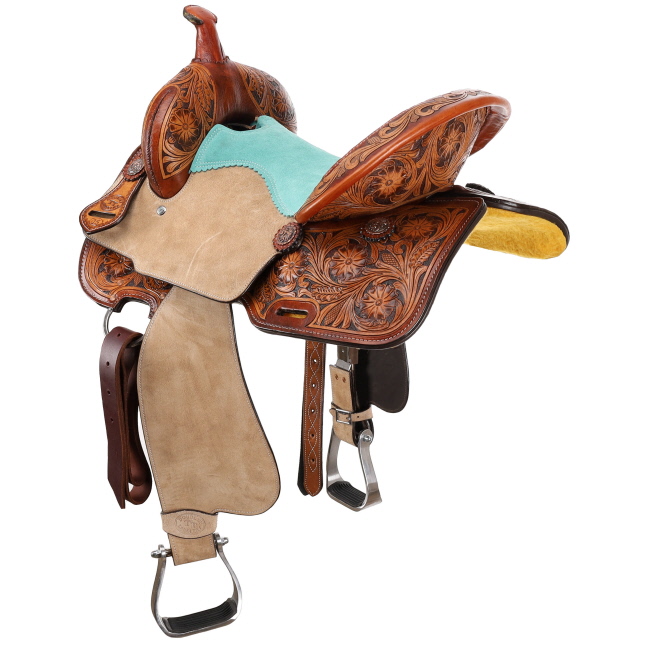 Double T Coastal Poppy Spinal Relief Barrel Style Saddle - 14, 15, 16 Inch #2