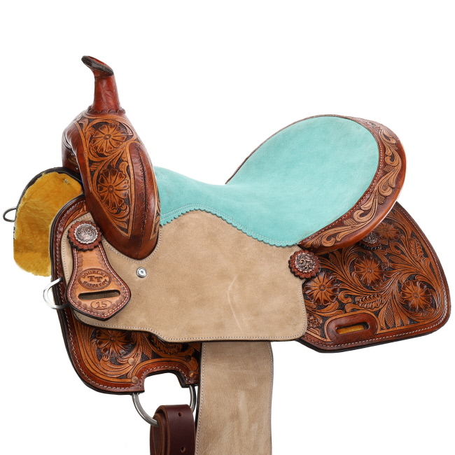 Double T Coastal Poppy Spinal Relief Barrel Style Saddle - 14, 15, 16 Inch #3