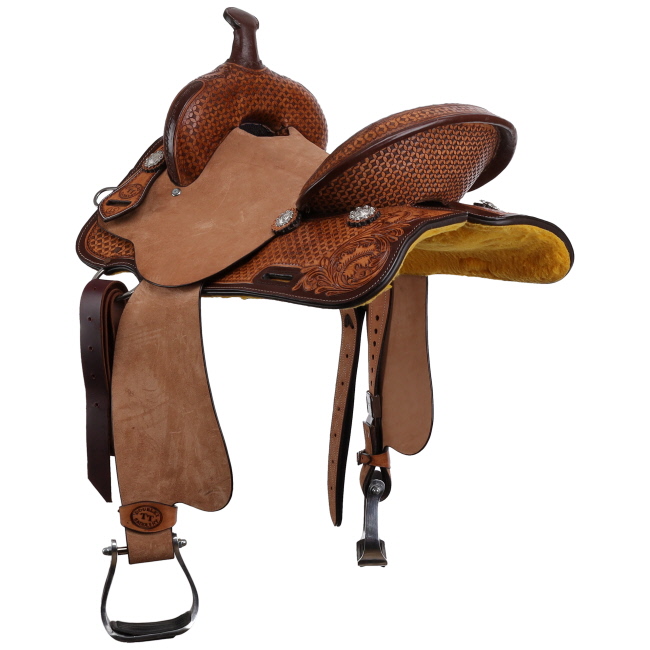 Double T Hickory Dash Spinal Relief Barrel Style Saddle - 14, 15 Inch #3