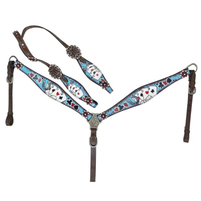Showman Electric Aces One Ear Headstall and Breast Collar Set #2