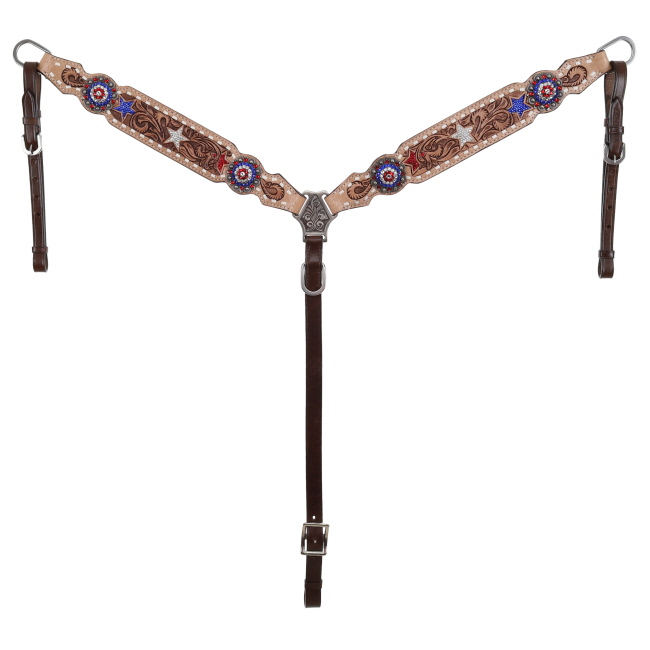 Showman Western Patriot One Ear Headstall and Breastcollar Set #3