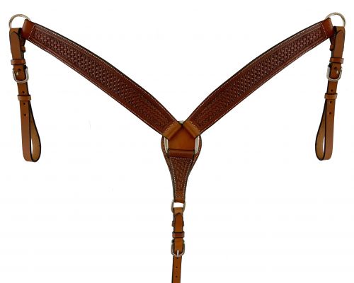 Showman Argentina cow leather basket tooled breastcollar