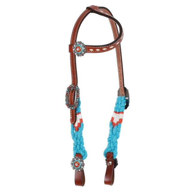 Showman Citrus Sea Mohair One Ear Headstall and Breastcollar Set #2